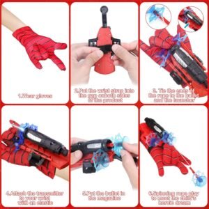 Spider Shooter Boys Girls Toy - 2 Pack Web Shooters for Kids Super Hero Toys with Spider Gloves Launcher Wrist Toys Sucking Disc Bullets for Boy Girl Age 3-14 Birthday Gifts With Gift Box Package - Image 8
