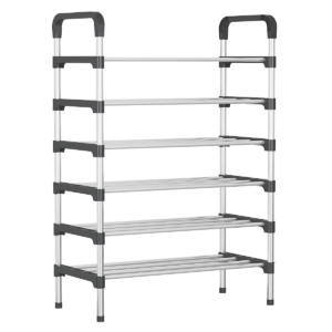 6-Tier Shoe Racks Storage Organizers - Black/Silver